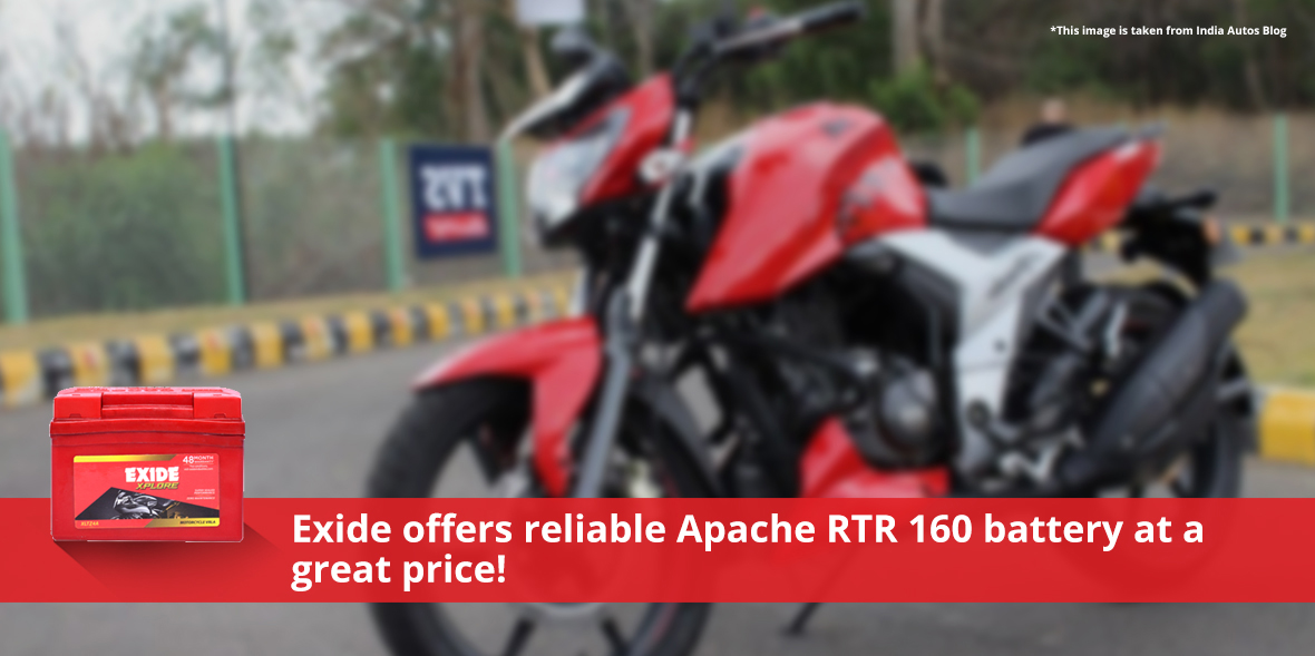 Exide offers reliable Apache RTR 160 battery at a 