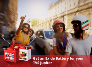 Get an Exide Battery for your TVS Jupiter