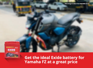 Get the ideal Exide battery for Yamaha FZ at a gre
